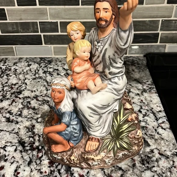 Masterpiece Porcelain Jesus With The Children “ Come Unto Me” By Homco 1989 - Picture 2 of 7